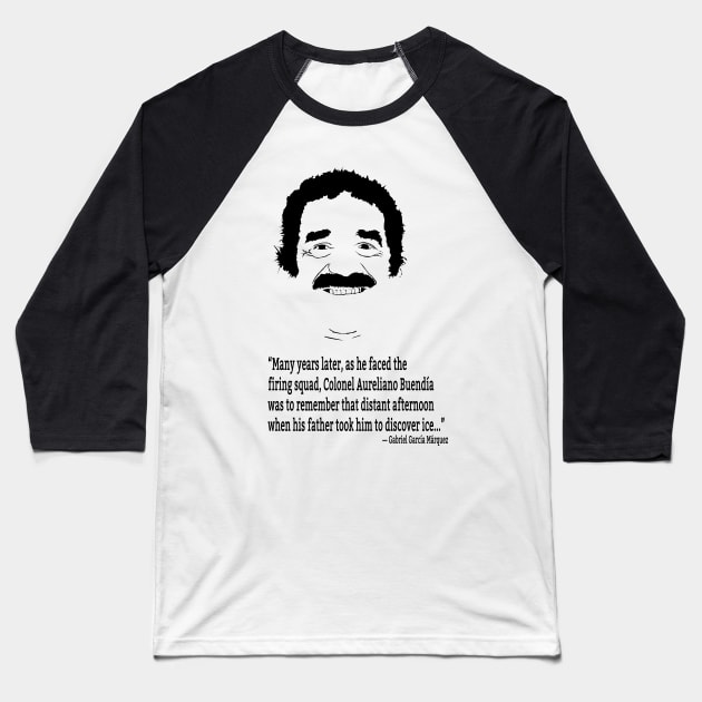 Gabriel García Márquez Baseball T-Shirt by PoetandChef